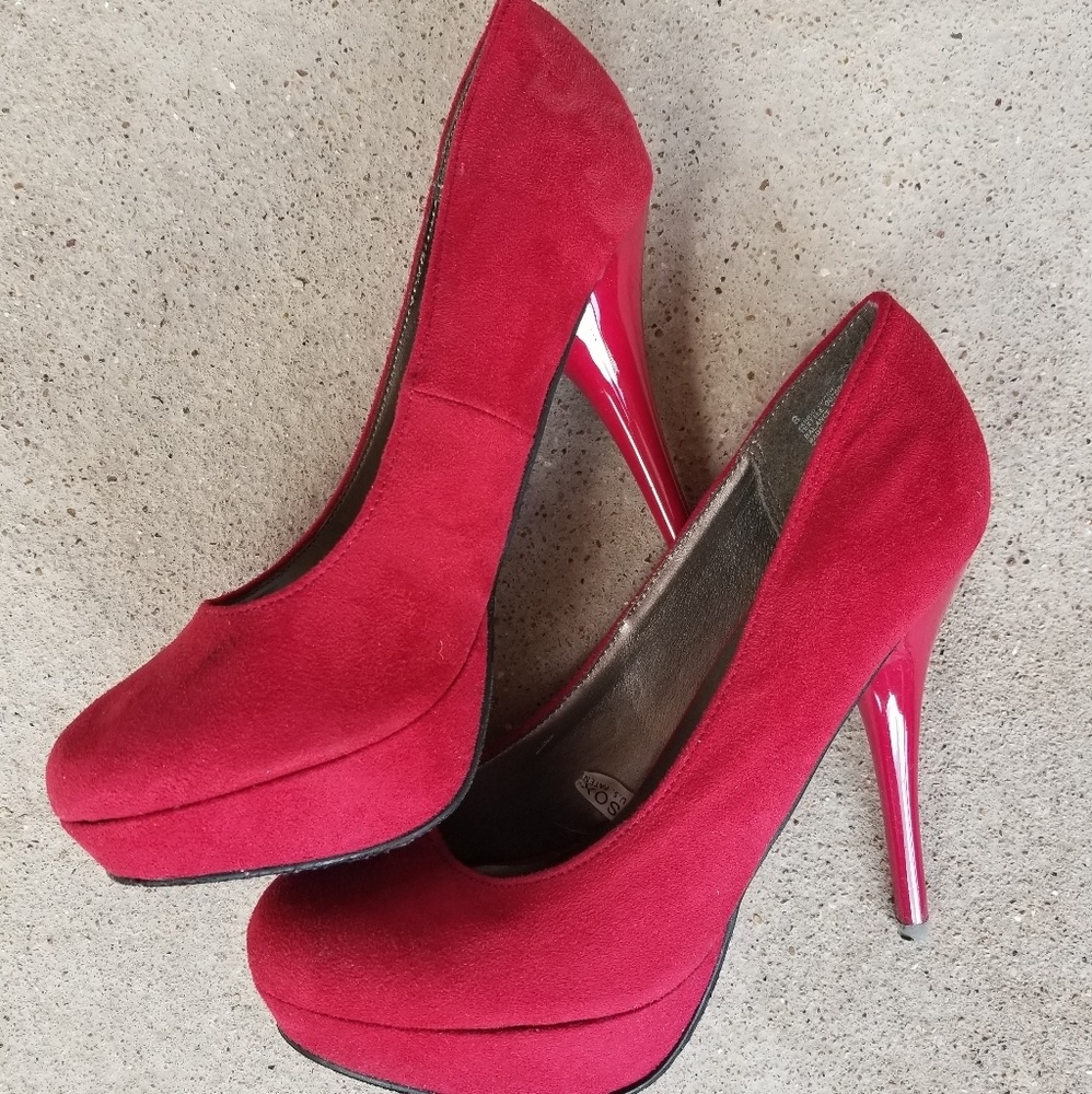 Red platform heels